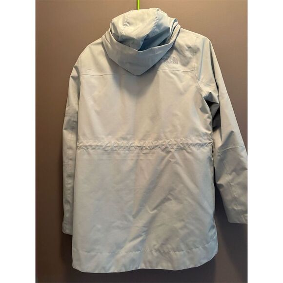 The North Face Women's Trench Coat Small Light Blue Hooded Long Jacket - Picture 7 of 12